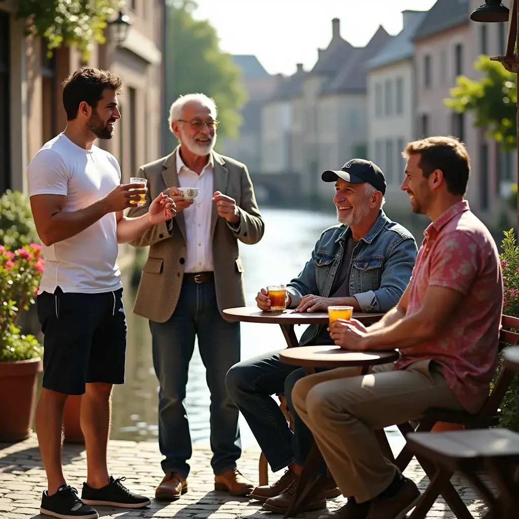 Un groupe d'amis partageant un moment convivial autour de tasses de thé.
